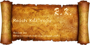 Reich Károly névjegykártya